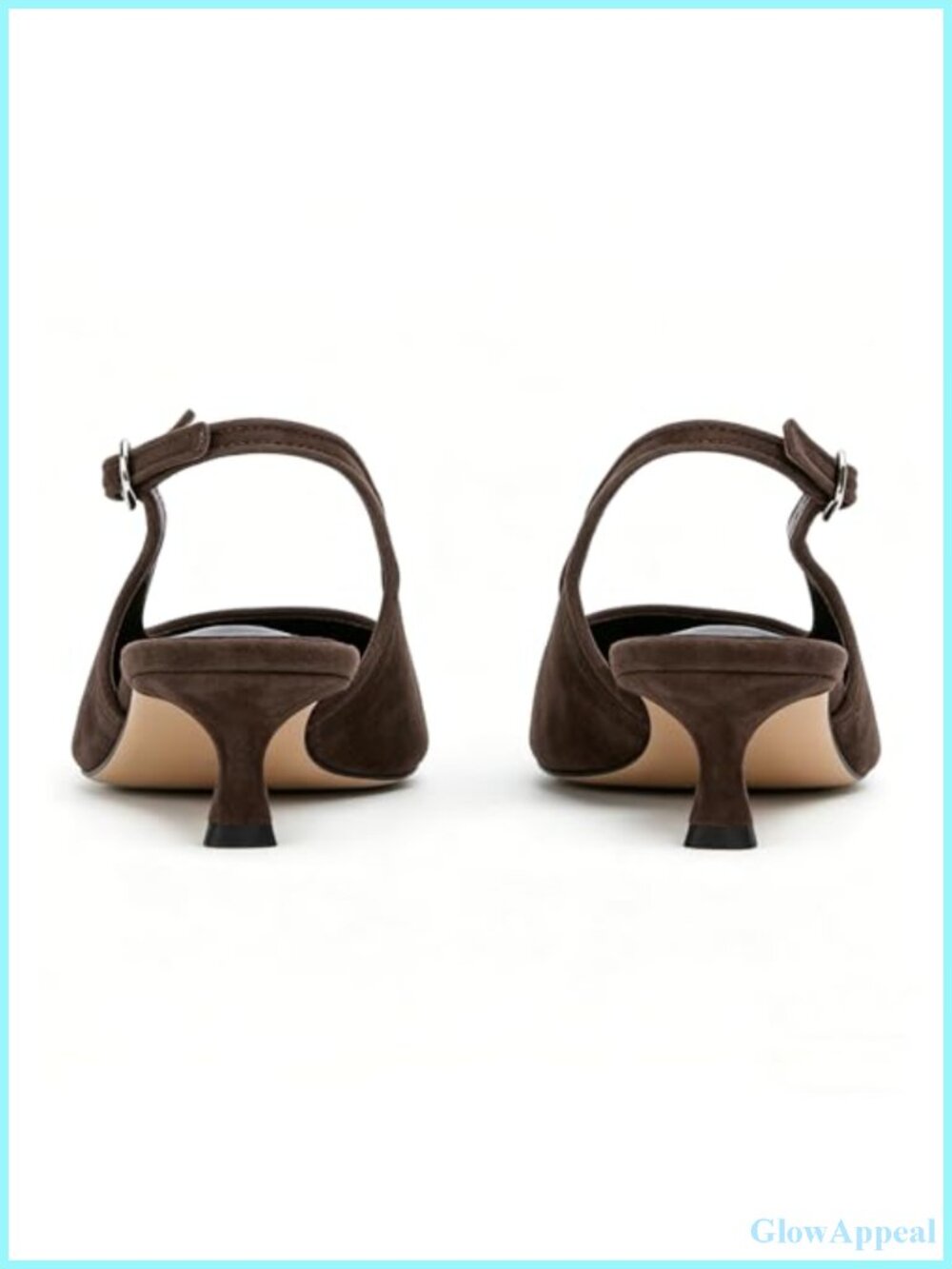 Synthetic Pointed Toe Slingback Kitten Heel Pumps - Picture 4 of 6